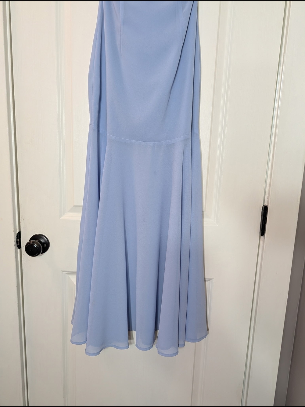 Strapless Light Blue Chiffon Maxi Dress with Neck Band - Picture 9 of 9